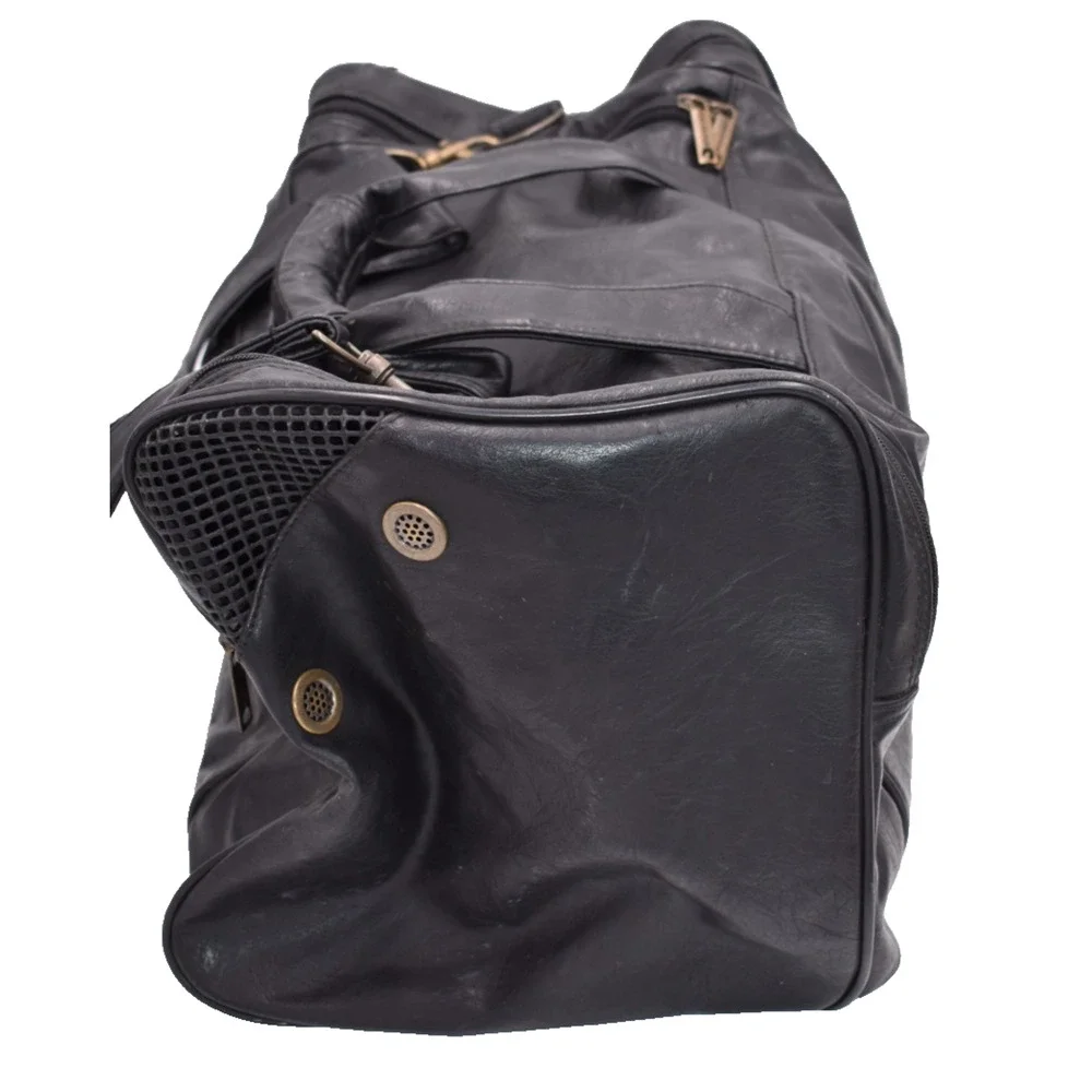 CONVERSE Gym Duffle Bag - Black Faux Leather w/Crossbody Strap - 19x10x10